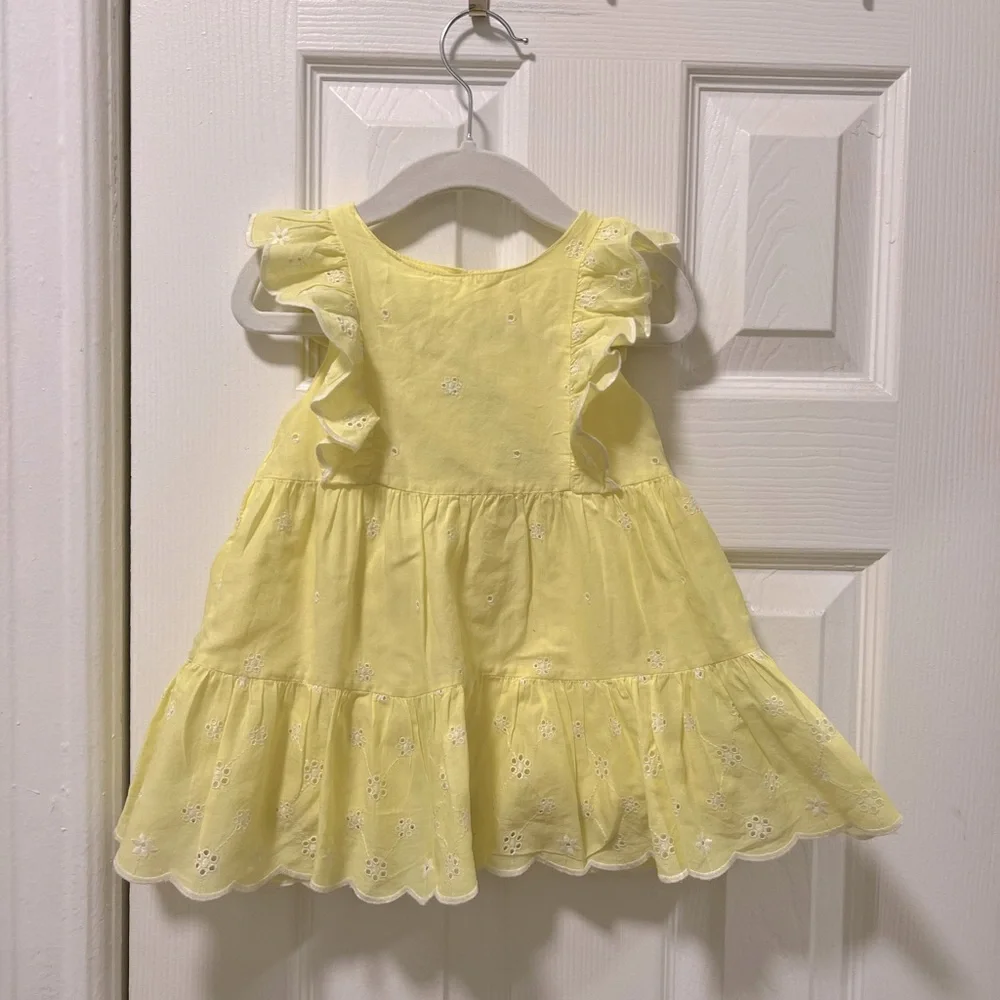 Yellow Eyelet Ruffle Dress - Picture 1 of 5